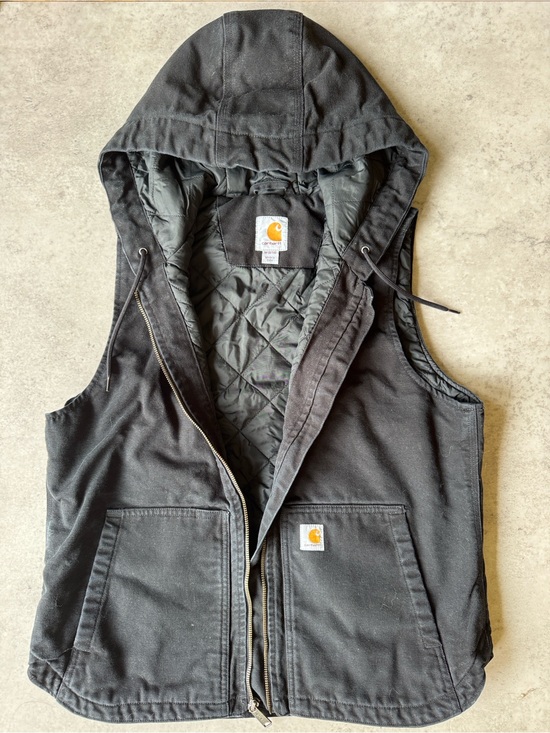 Carhartt Jackets & Blazers - Carhartt Black Quilted Hooded Work Vest with Front Pockets
